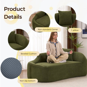 English Elm Old Sku Curved Chenille Chaise Longue Deep Seat Sleeper for Modern Living Spaces W2231P529763
