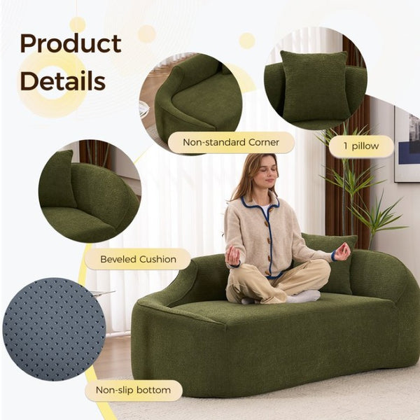 English Elm Old Sku Curved Chenille Chaise Longue Deep Seat Sleeper for Modern Living Spaces W2231P529763