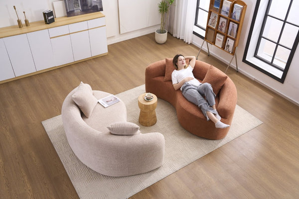 English Elm Old Sku W2231p329716 Chenille S-Curve Sectional Sculptural Circular Sofa for Compact Living W2231P562793