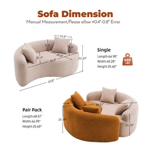 English Elm Old Sku W2231p329716 Chenille S-Curve Sectional Sculptural Circular Sofa for Compact Living W2231P562793