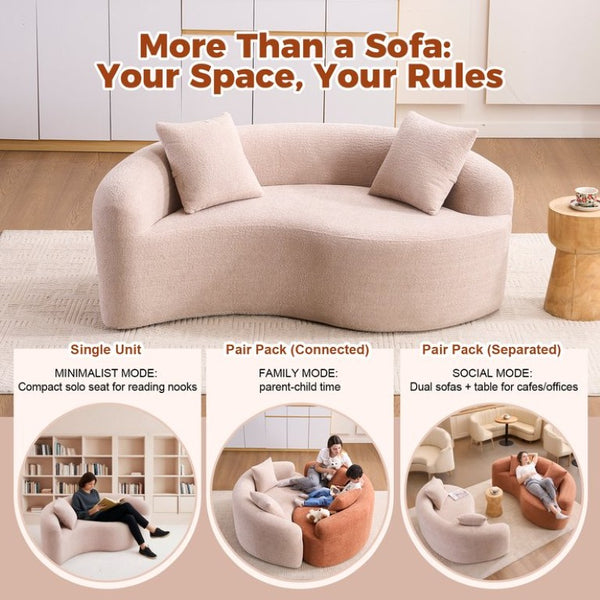 English Elm Old Sku W2231p329716 Chenille S-Curve Sectional Sculptural Circular Sofa for Compact Living W2231P562793