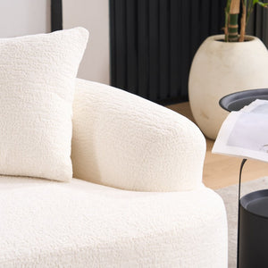 English Elm Old Sku Curved Chenille Loveseat Sculptural Compact Sofa with Spring Support and Three Pillows W2231P566365