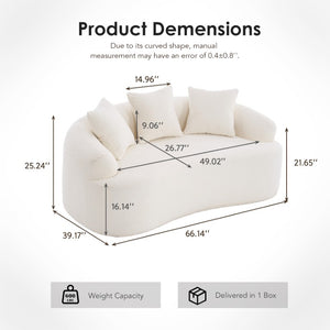 English Elm Old Sku Curved Chenille Loveseat Sculptural Compact Sofa with Spring Support and Three Pillows W2231P566365