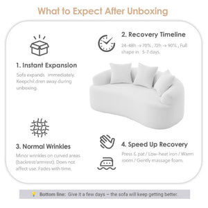 English Elm Old Sku Curved Chenille Loveseat Sculptural Compact Sofa with Spring Support and Three Pillows W2231P566365