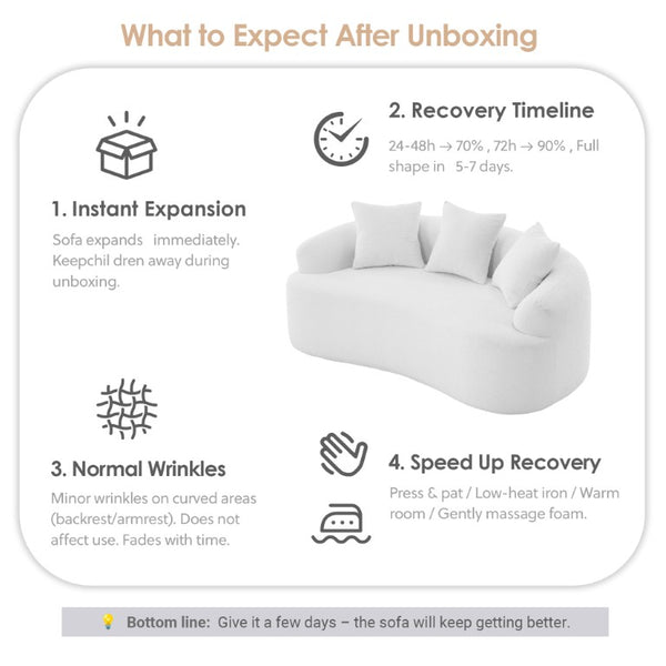 English Elm Old Sku Curved Chenille Loveseat Sculptural Compact Sofa with Spring Support and Three Pillows W2231P566365
