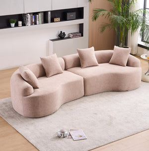English Elm Ly-025 Curved Chenille Modular Sleeper Sectional with High-density Foam for Living Rooms W2231S00018