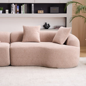 English Elm Ly-025 Curved Chenille Modular Sleeper Sectional with High-density Foam for Living Rooms W2231S00018