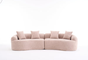 English Elm Ly-025 Curved Chenille Modular Sleeper Sectional with High-density Foam for Living Rooms W2231S00018
