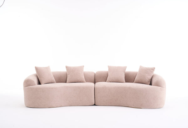 English Elm Ly-025 Curved Chenille Modular Sleeper Sectional with High-density Foam for Living Rooms W2231S00018