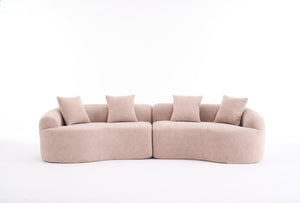 English Elm Ly-025 Curved Chenille Modular Sleeper Sectional with High-density Foam for Living Rooms W2231S00018
