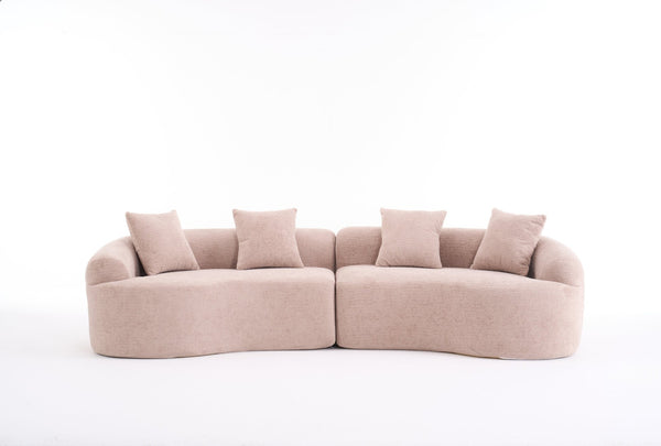 English Elm Ly-025 Curved Chenille Modular Sleeper Sectional with High-density Foam for Living Rooms W2231S00018