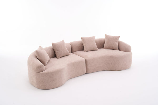 English Elm Ly-025 Curved Chenille Modular Sleeper Sectional with High-density Foam for Living Rooms W2231S00018