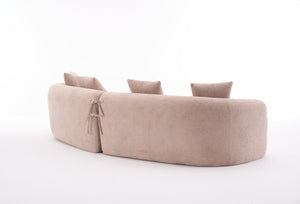 English Elm Ly-025 Curved Chenille Modular Sleeper Sectional with High-density Foam for Living Rooms W2231S00018
