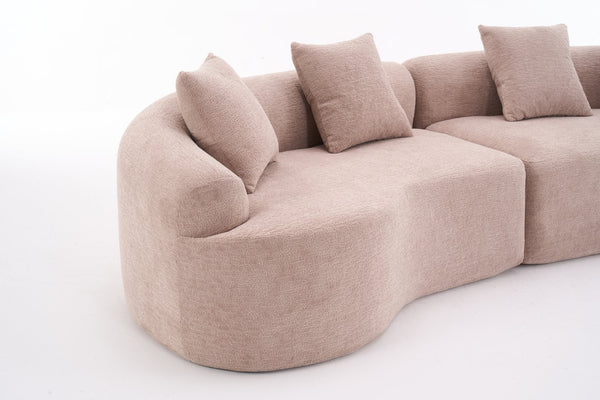 English Elm Ly-025 Curved Chenille Modular Sleeper Sectional with High-density Foam for Living Rooms W2231S00018
