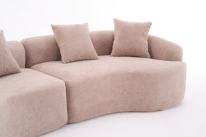 English Elm Ly-025 Curved Chenille Modular Sleeper Sectional with High-density Foam for Living Rooms W2231S00018