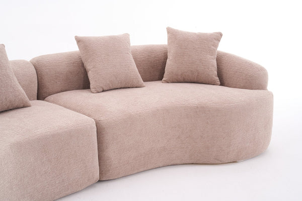 English Elm Ly-025 Curved Chenille Modular Sleeper Sectional with High-density Foam for Living Rooms W2231S00018
