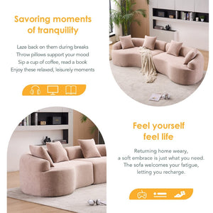 English Elm Ly-025 Curved Chenille Modular Sleeper Sectional with High-density Foam for Living Rooms W2231S00018