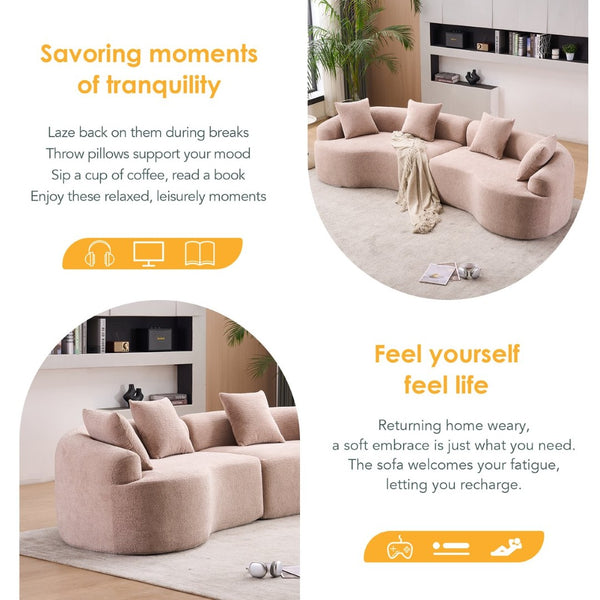English Elm Ly-025 Curved Chenille Modular Sleeper Sectional with High-density Foam for Living Rooms W2231S00018