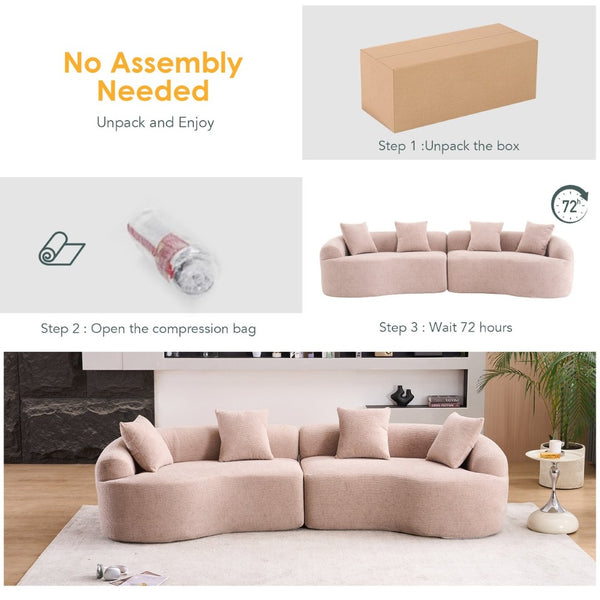English Elm Ly-025 Curved Chenille Modular Sleeper Sectional with High-density Foam for Living Rooms W2231S00018