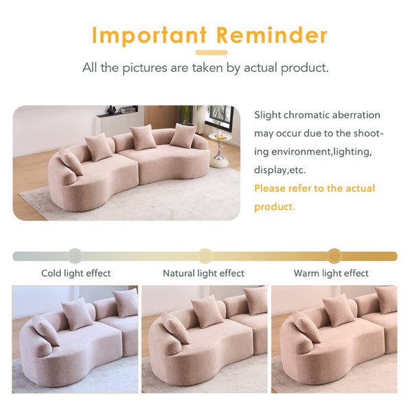 English Elm Ly-025 Curved Chenille Modular Sleeper Sectional with High-density Foam for Living Rooms W2231S00018