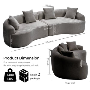English Elm Ly-025 Curved Chenille Modular Sleeper Sectional with High-density Foam for Living Rooms W2231S00018