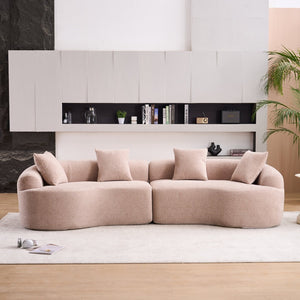 English Elm Ly-025 Curved Chenille Modular Sleeper Sectional with High-density Foam for Living Rooms W2231S00018