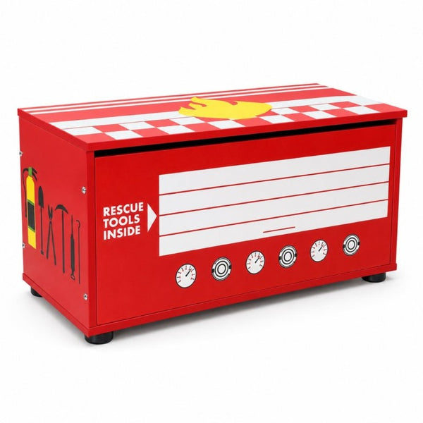 English Elm Kids Fire Truck Themed Toy Storage Chest with Soft-Close Lid and Gas Strut Support W2237P501377