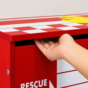 English Elm Kids Fire Truck Themed Toy Storage Chest with Soft-Close Lid and Gas Strut Support W2237P501377