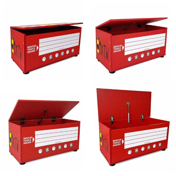 English Elm Kids Fire Truck Themed Toy Storage Chest with Soft-Close Lid and Gas Strut Support W2237P501377
