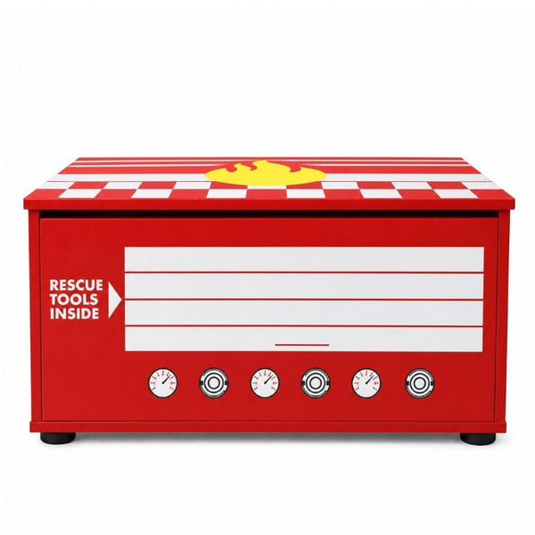 English Elm Kids Fire Truck Themed Toy Storage Chest with Soft-Close Lid and Gas Strut Support W2237P501377
