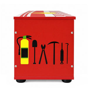 English Elm Kids Fire Truck Themed Toy Storage Chest with Soft-Close Lid and Gas Strut Support W2237P501377