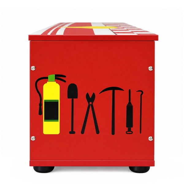 English Elm Kids Fire Truck Themed Toy Storage Chest with Soft-Close Lid and Gas Strut Support W2237P501377