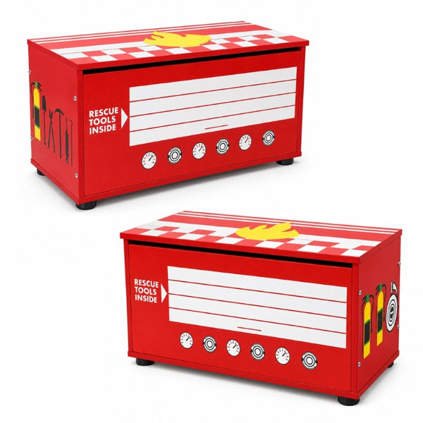 English Elm Kids Fire Truck Themed Toy Storage Chest with Soft-Close Lid and Gas Strut Support W2237P501377