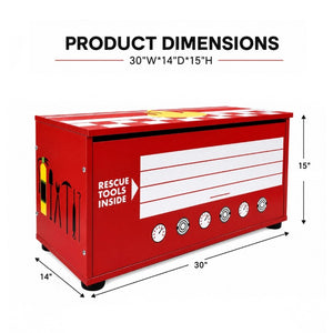 English Elm Kids Fire Truck Themed Toy Storage Chest with Soft-Close Lid and Gas Strut Support W2237P501377