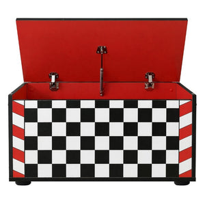 English Elm Kids Racing Theme Toy Box with Gas Strut Lid and 3D Wheel Accents for Boys Bedroom Red W2237P501398