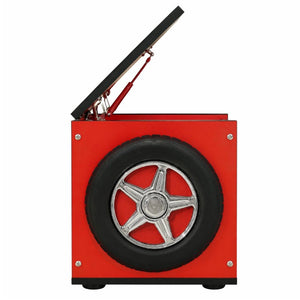 English Elm Kids Racing Theme Toy Box with Gas Strut Lid and 3D Wheel Accents for Boys Bedroom Red W2237P501398