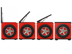 English Elm Kids Racing Theme Toy Box with Gas Strut Lid and 3D Wheel Accents for Boys Bedroom Red W2237P501398