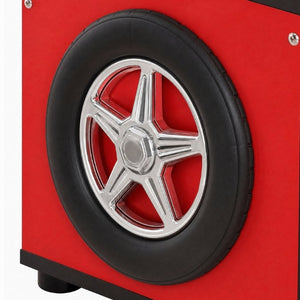 English Elm Kids Racing Theme Toy Box with Gas Strut Lid and 3D Wheel Accents for Boys Bedroom Red W2237P501398