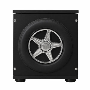 English Elm Kids Racing Theme Toy Box with Gas Strut Lid and 3D Wheel Accents for Boys Bedroom Black W2237P501401