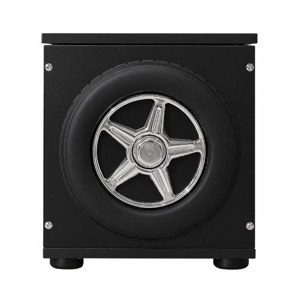 English Elm Kids Racing Theme Toy Box with Gas Strut Lid and 3D Wheel Accents for Boys Bedroom Black W2237P501401