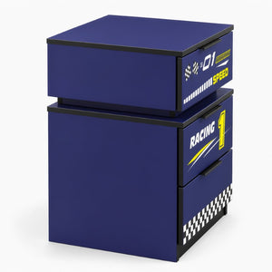 English Elm Kids Racing Car Nightstand with RGB LED Shelf and Three Drawers for Themed Bedrooms W2237P501433