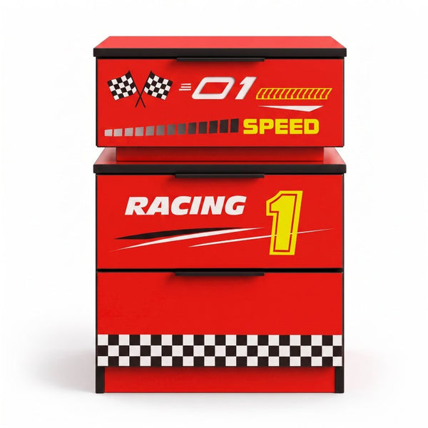 English Elm Supreme Energy Kids Racing Floor Bed with LED Lights and Built-In Guardrails Red W2237P501440