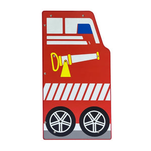 English Elm Kids Fire Truck Themed Nightstand with Two Drawers and Open Cubby for Boys Bedroom W2237P501521