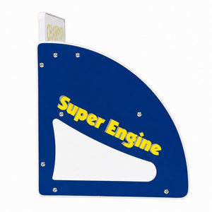 English Elm Kids Racing Themed Nightstand with Drawer Open Shelf and Curved Sporty Design Blue W2237P501551