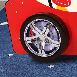 English Elm Supreme Racing Car Twin Floor Bed with Led Wheel Lights for Kids Bedroom W2237S00023