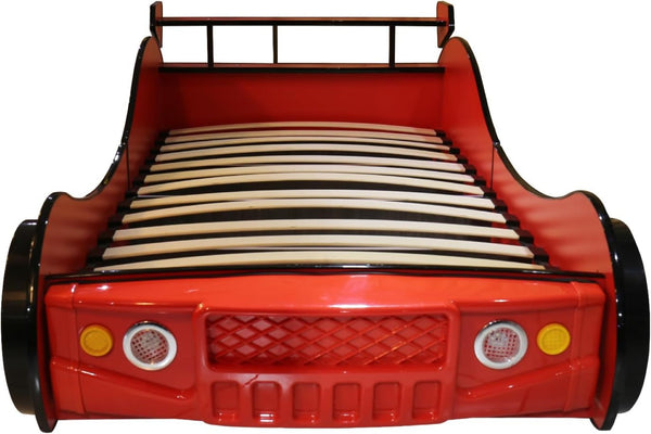 English Elm Supreme Racing Car Twin Floor Bed with Led Wheel Lights for Kids Bedroom W2237S00023