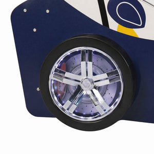 English Elm Supreme Energy Kids Racing Floor Bed with LED Lights and Built-In Guardrails Blue W2237S00027
