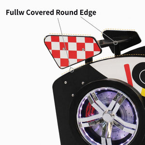 English Elm Cool Racing Kids Bed with LED Lights Cartoon Dog Design for Adventure Bedroom Black 86.4 L x 46.2 W x 27.2 H W2237S00028