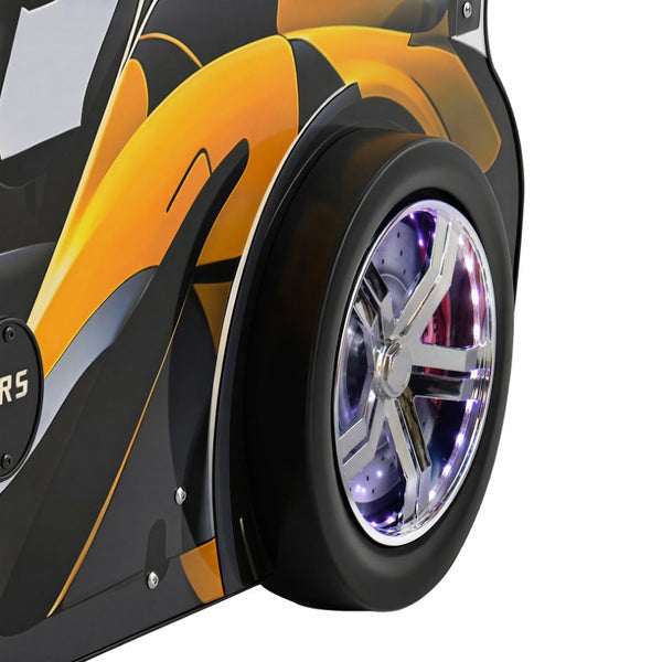 English Elm Cool Racing Kids Bed with LED Lights Cartoon Dog Design for Adventure Bedroom Yellow+Black 83.85 L x 43.11 W x 31.49 H W2237S00029