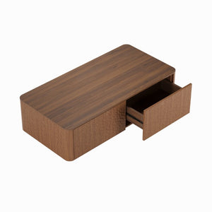 English Elm 47.2 Inch Mid Century Walnut Coffee Table with Hammer Texture and 2 Storage Drawers W2263P418243